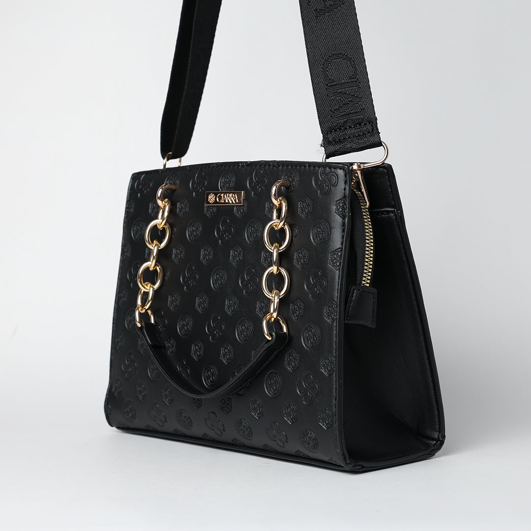 Aop Tote Bag.Gold Trim Handles.