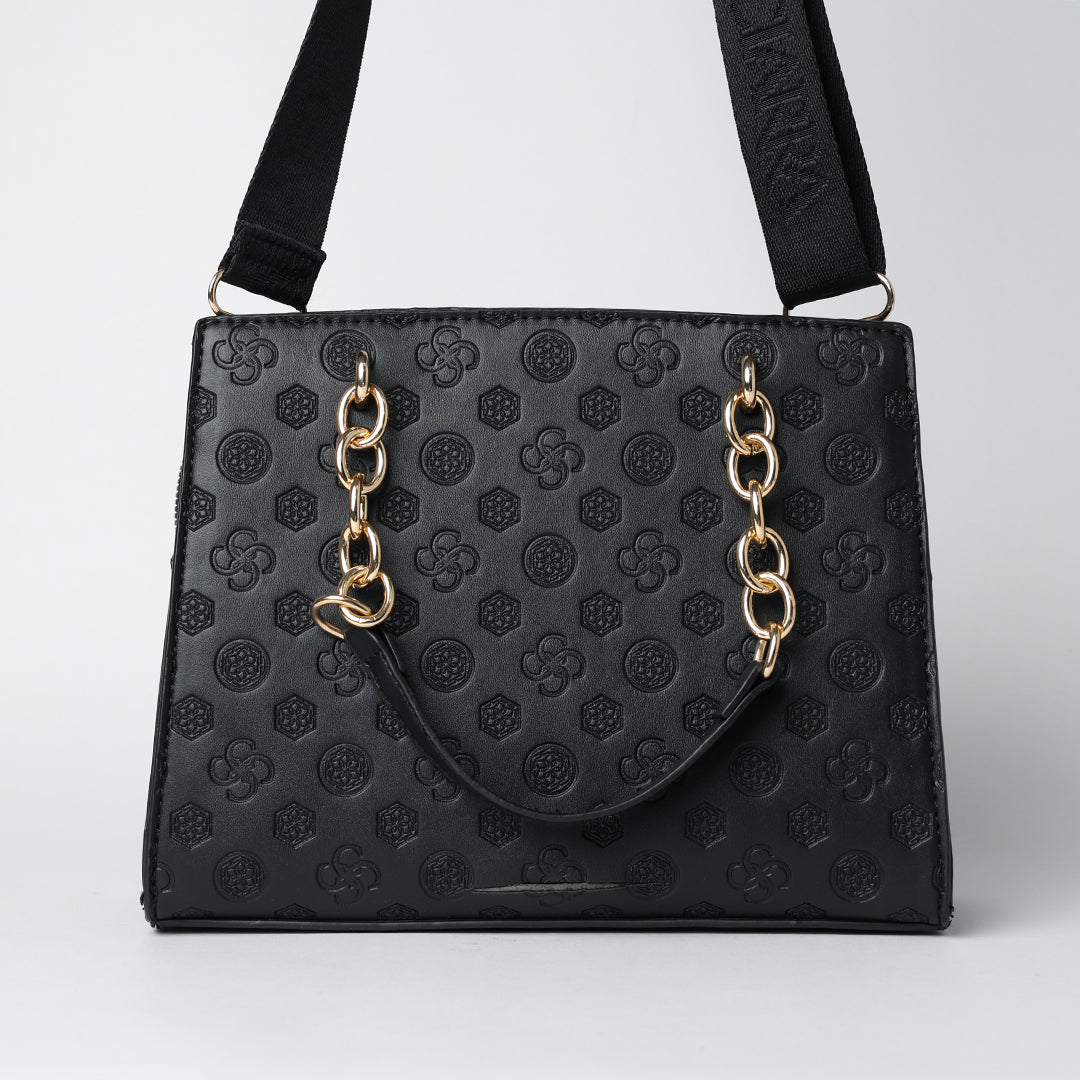 Aop Tote Bag.Gold Trim Handles.