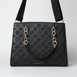 Aop Tote Bag.Gold Trim Handles.