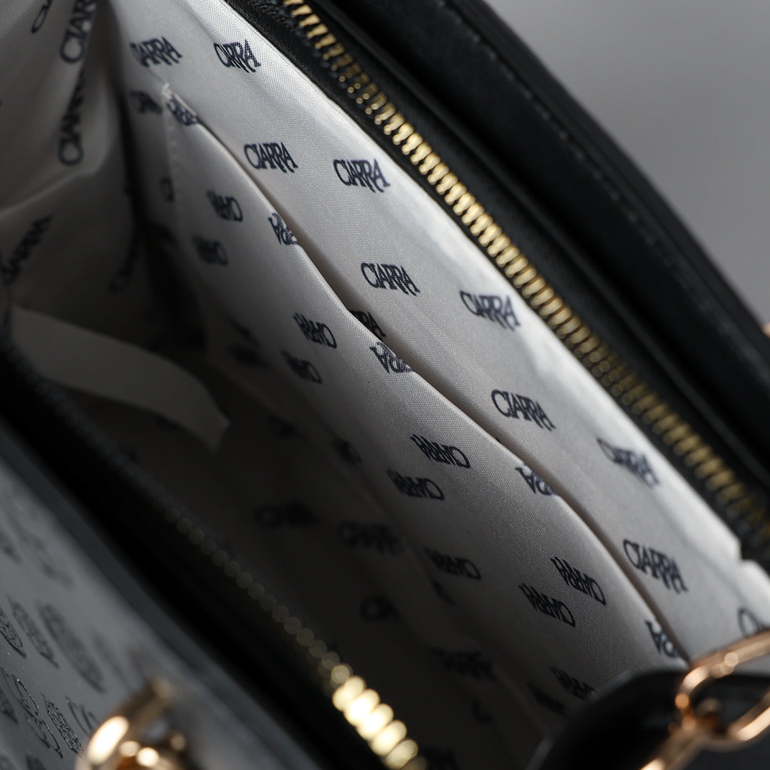 Aop Tote Bag.Gold Trim Handles.