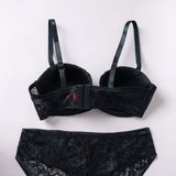 DARK NAVY BLUE LACE BALCONETTE BRA