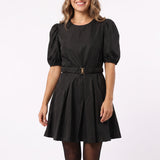BLACK 3/4 SLEEVES DRESS WITH BELT