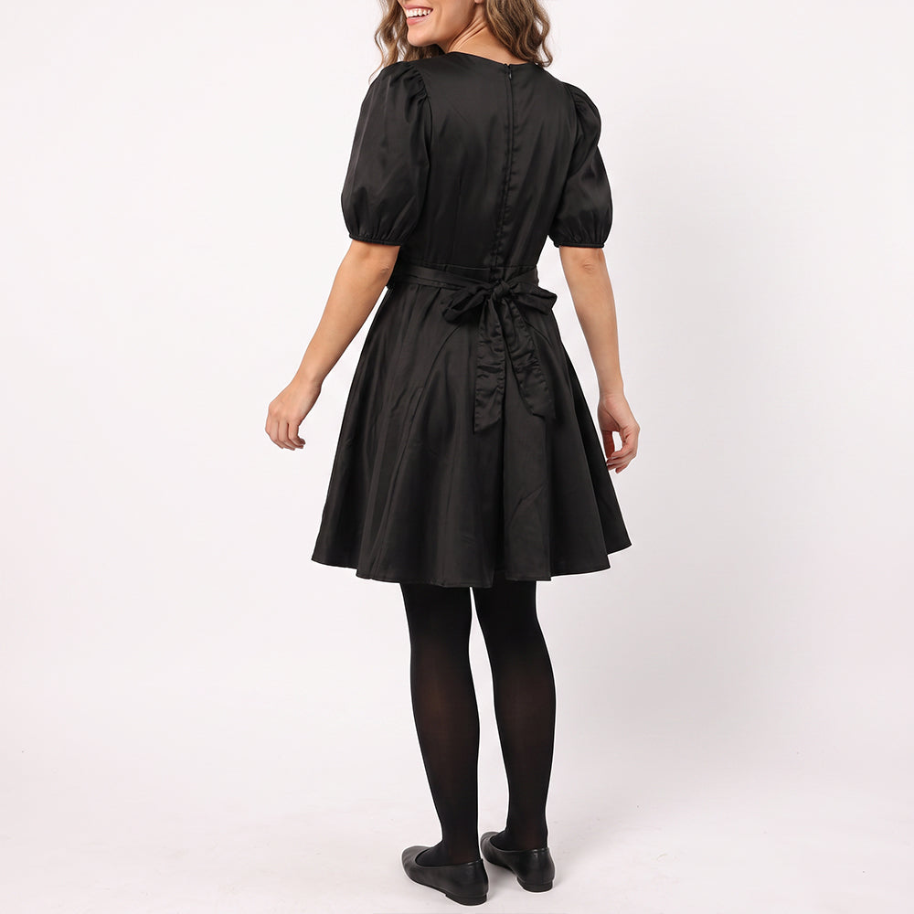 BLACK 3/4 SLEEVES DRESS WITH BELT