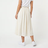 CREAM ELASTICATED SKIRT WITH POCKETS