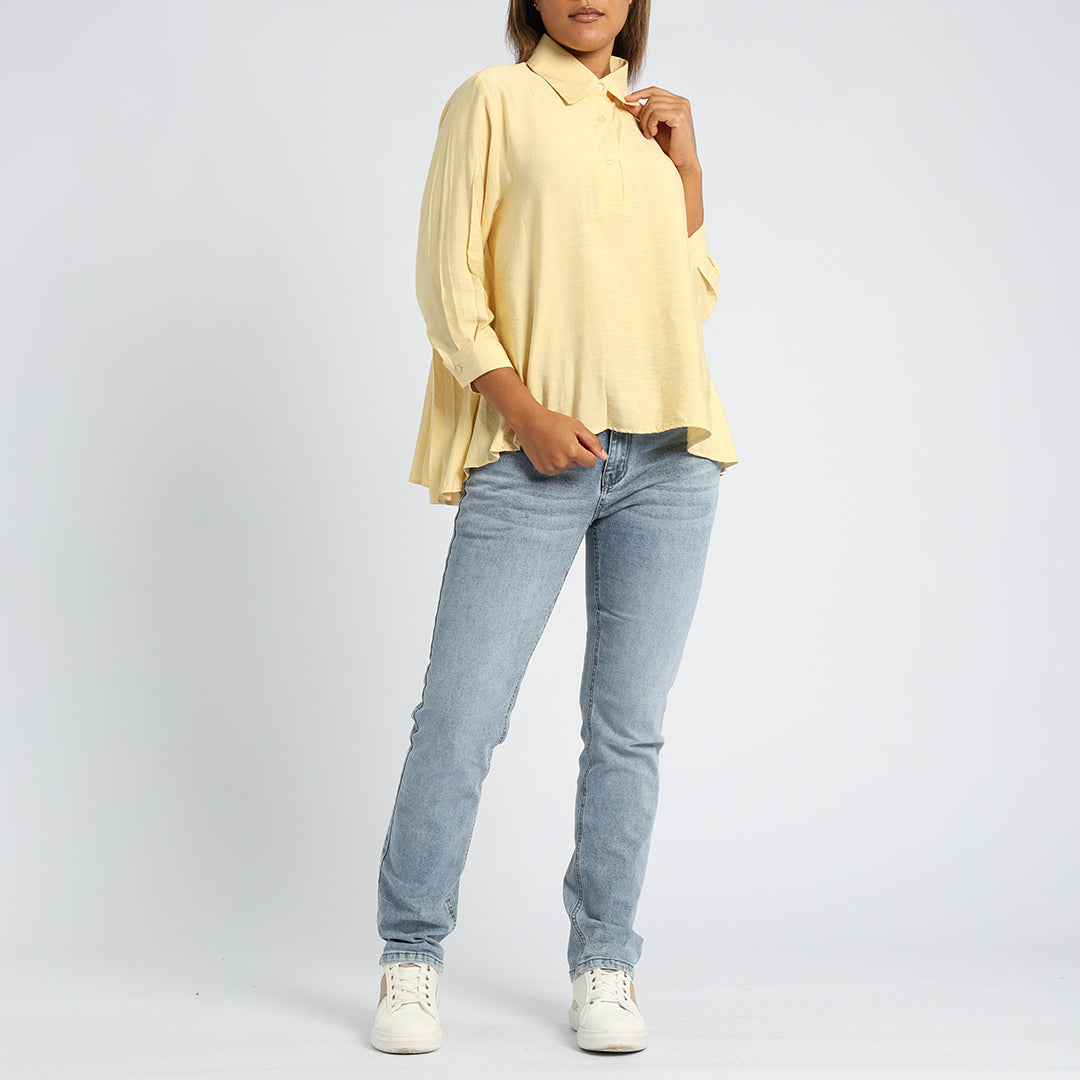 Yellow Back Pleated Blouse