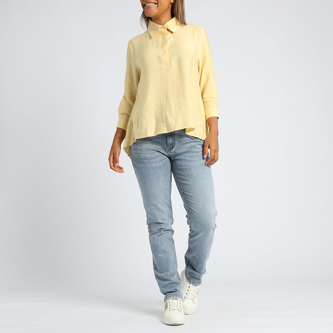 Yellow Back Pleated Blouse
