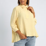Yellow Back Pleated Blouse