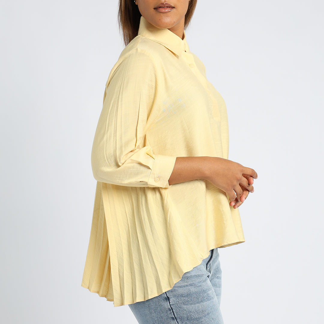Yellow Back Pleated Blouse