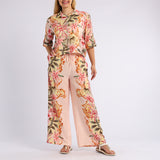 CORAL TROPICAL WIDE LEG PANTS