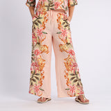 CORAL TROPICAL WIDE LEG PANTS