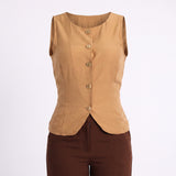 KHAKI SHORT SLEEVE WAISTCOAT