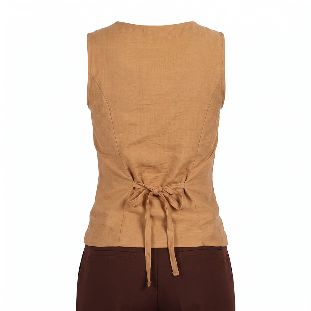 KHAKI SHORT SLEEVE WAISTCOAT