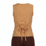 KHAKI SHORT SLEEVE WAISTCOAT