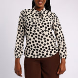 WHITE POLKA DOT LONG SLEEVE BLOUSE