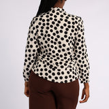 WHITE POLKA DOT LONG SLEEVE BLOUSE