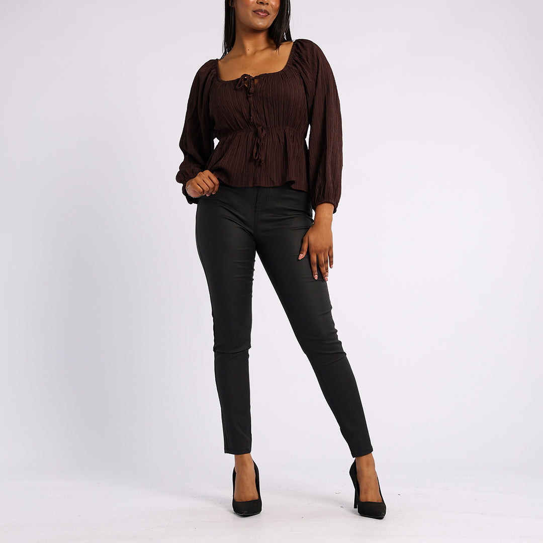 BROWN LONG SLEEVE TOP