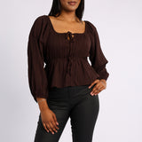 BROWN LONG SLEEVE TOP