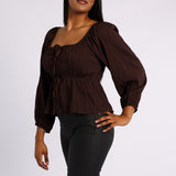 BROWN LONG SLEEVE TOP