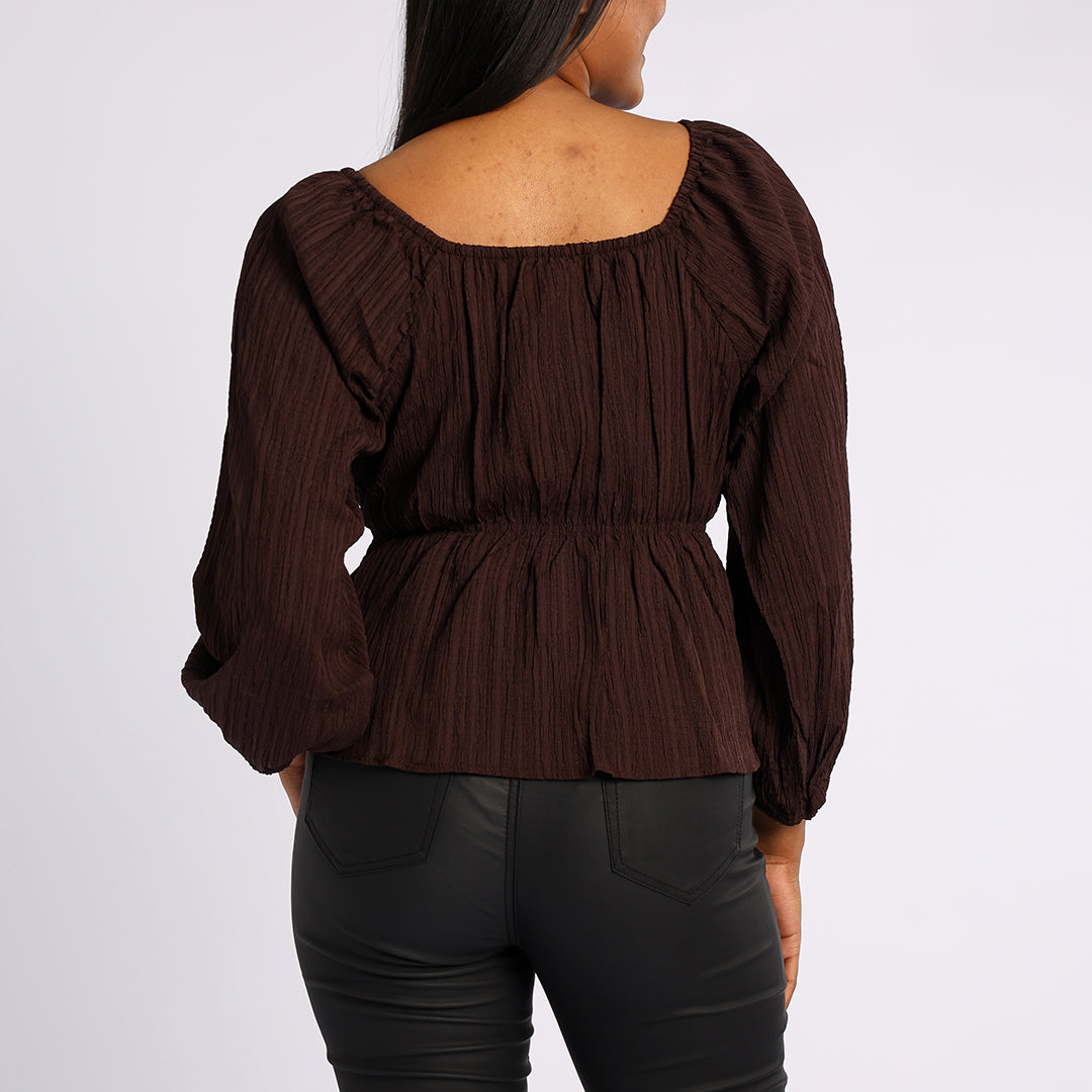BROWN LONG SLEEVE TOP