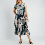 TEAL CHOC SATIN PLEATED DRESS