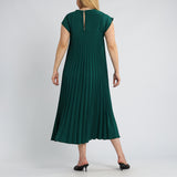 EMERALD PLAIN PLEATED DRESS