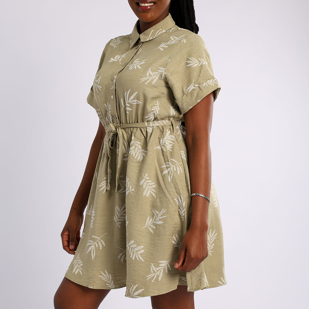 PRINTED SHORT SLEEVE DRESS