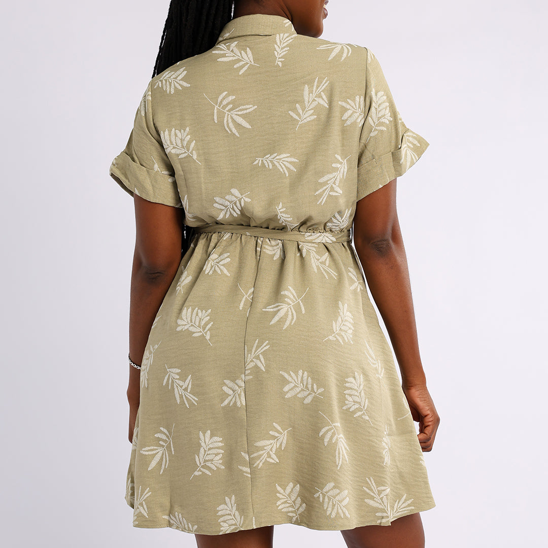 PRINTED SHORT SLEEVE DRESS