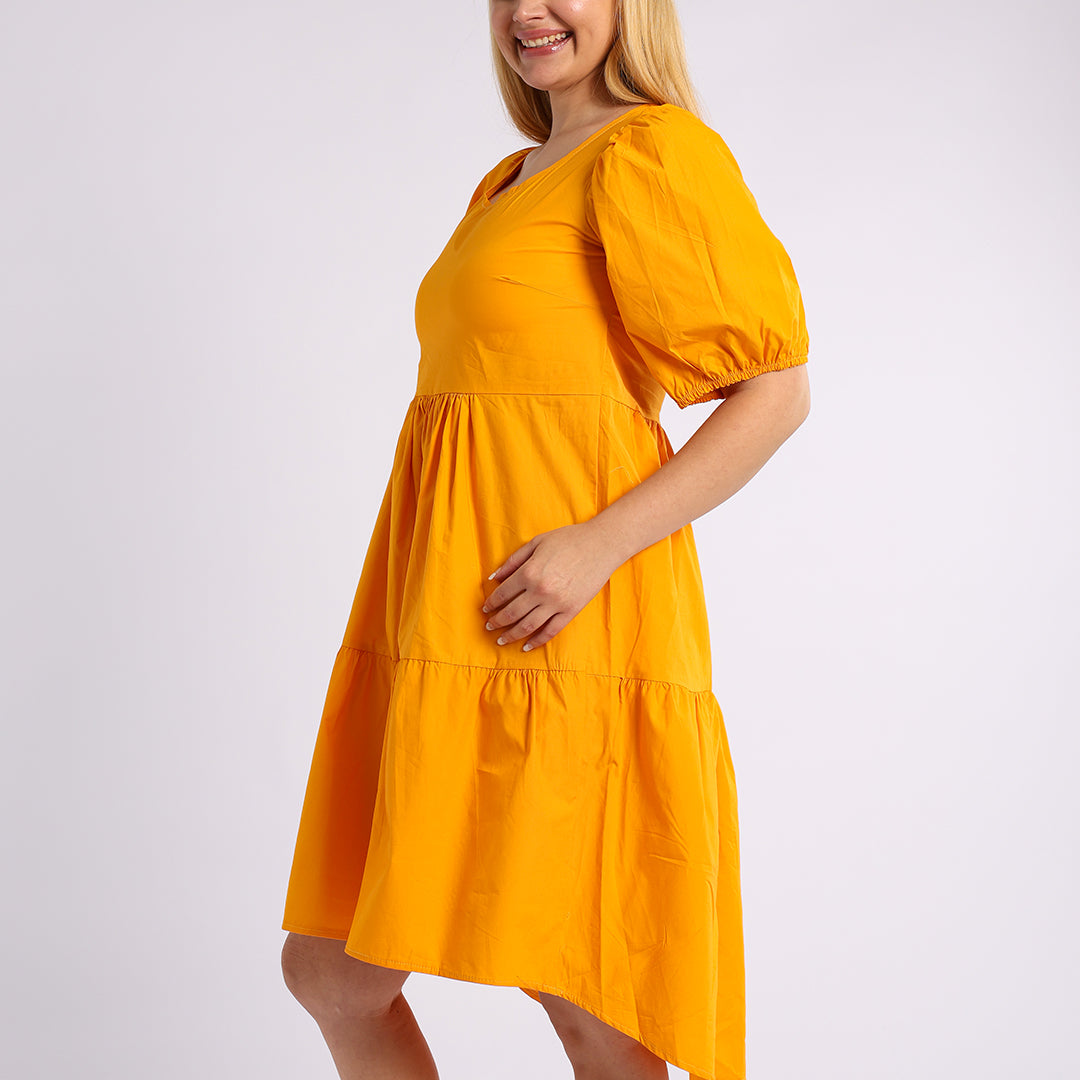 MUSTARD SHORT SLEEVE DRESS
