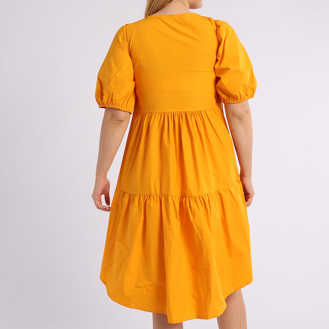 MUSTARD SHORT SLEEVE DRESS