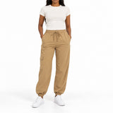 Ladies Tan Cuffed Jogger