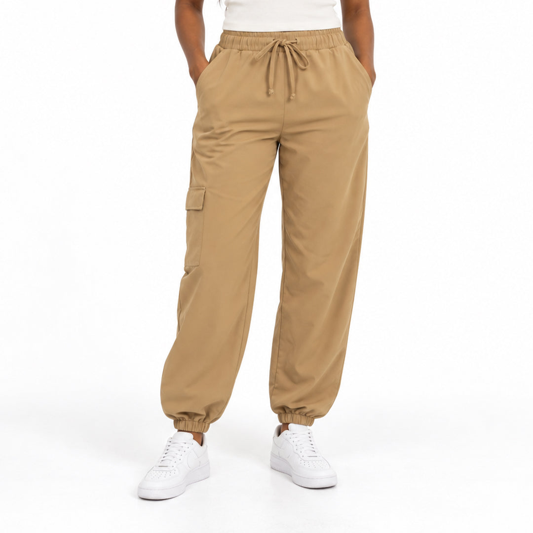 Ladies Tan Cuffed Jogger