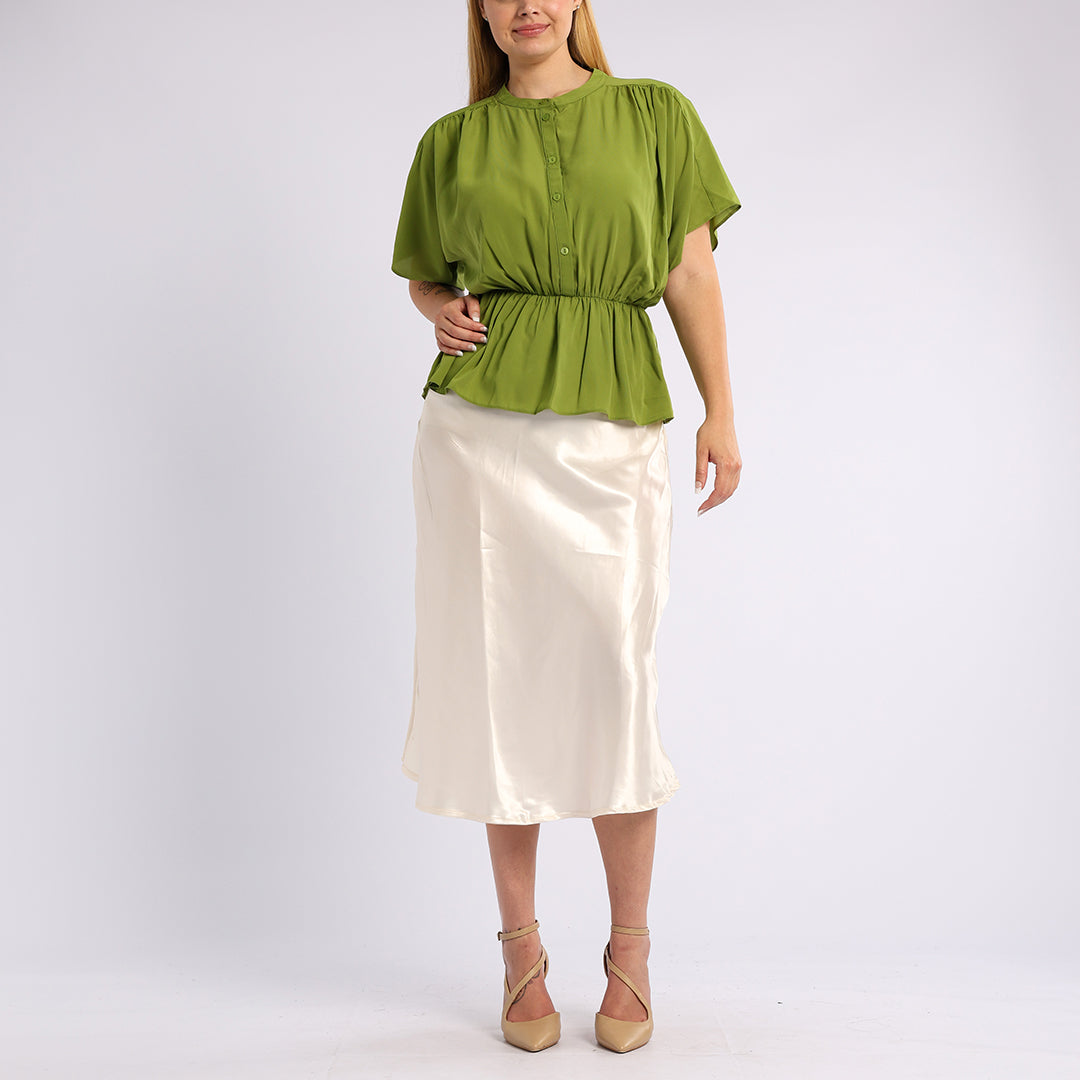 CREAM SATIN SKIRT