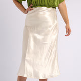 CREAM SATIN SKIRT
