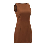BROWN SHORT SLEEVE DRESS