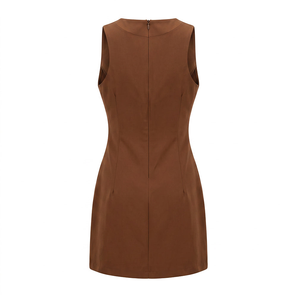 BROWN SHORT SLEEVE DRESS