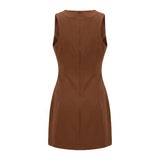BROWN SHORT SLEEVE DRESS