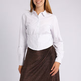 WHITE LONG SLEEVE CROP SHIRT
