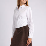 WHITE LONG SLEEVE CROP SHIRT