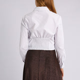 WHITE LONG SLEEVE CROP SHIRT