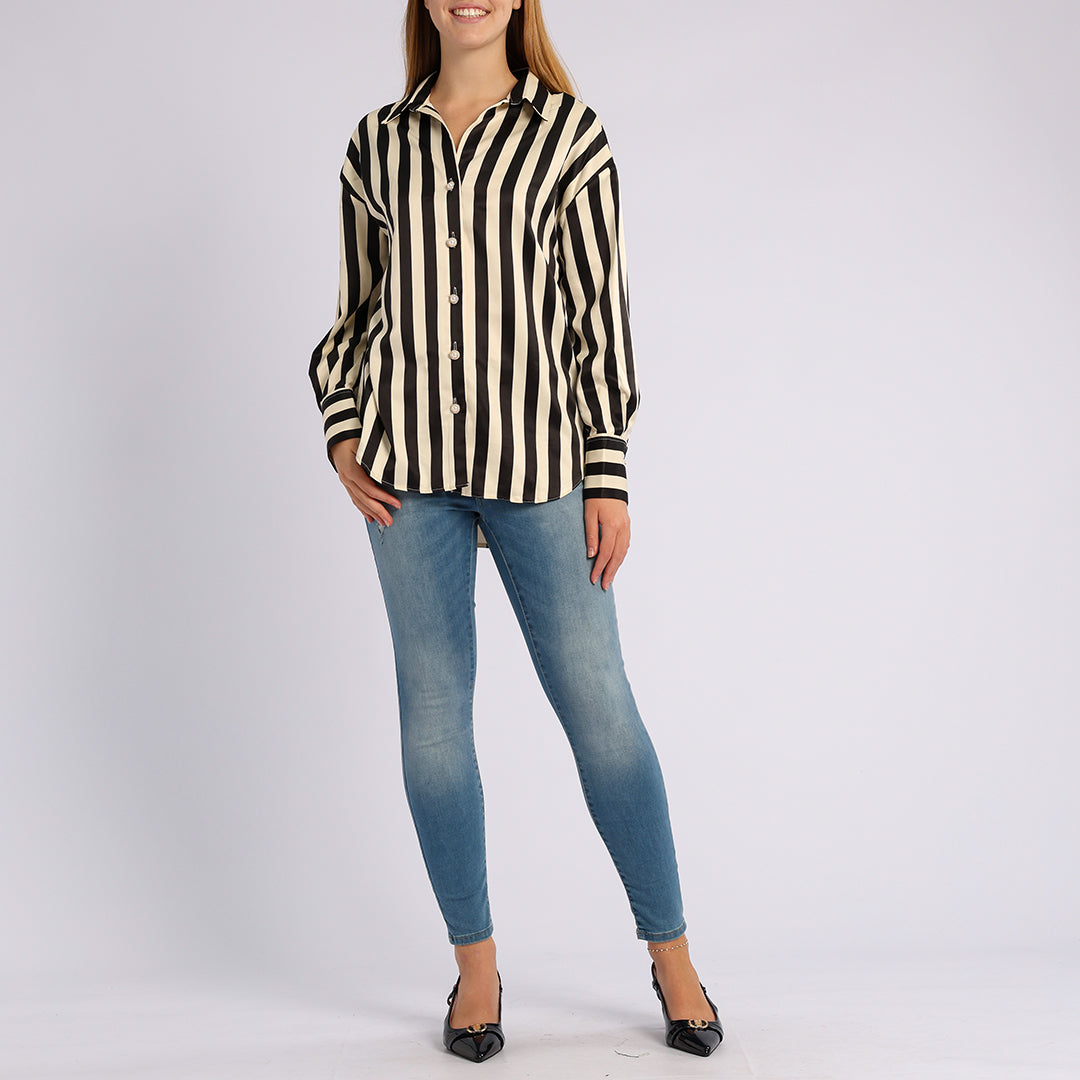 BLACK/CREAM LONG SLEEVE SHIRT