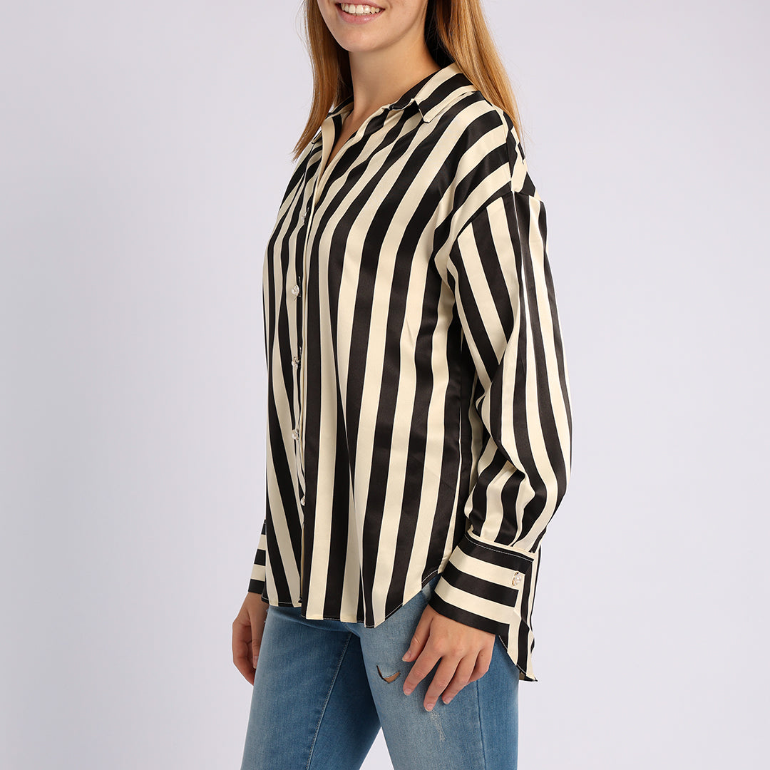 BLACK/CREAM LONG SLEEVE SHIRT