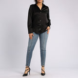 BLACK LONG SLEEVE SATIN SHIRT