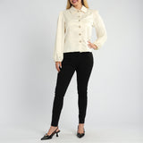 Cream Long Sleeve Satin Shirt