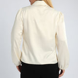 Cream Long Sleeve Satin Shirt