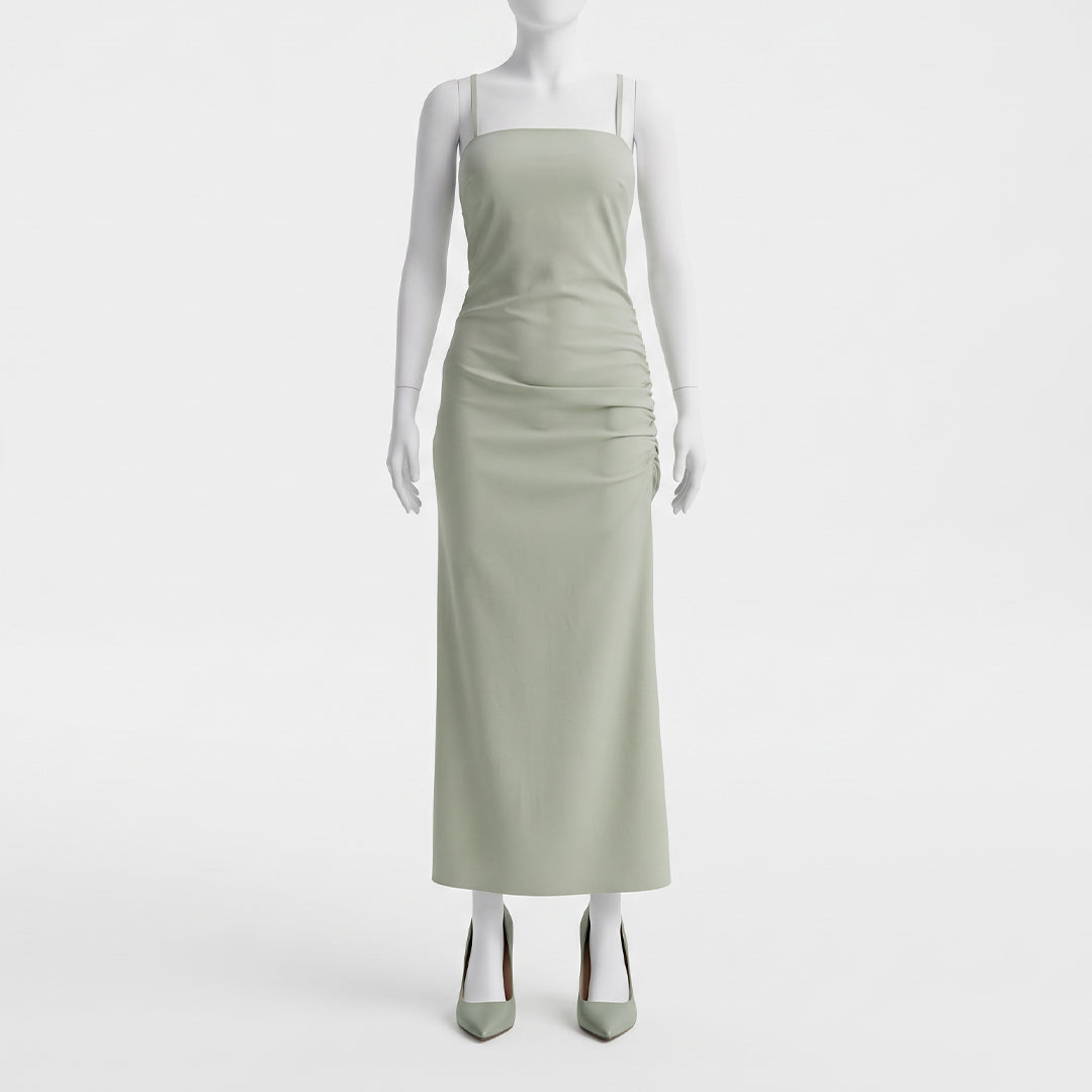 SAGE SLEEVELESS DRESS WITH SLIT ON THE SIDE