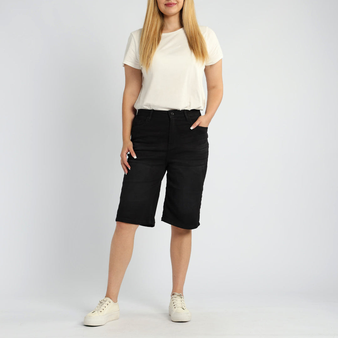 Black Denim Jort