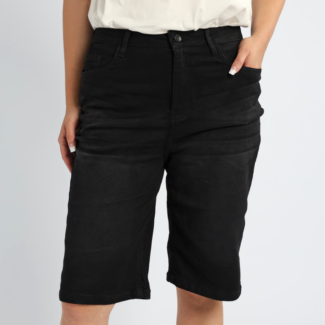Black Denim Jort