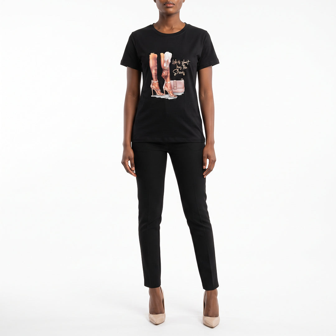 Alora Ladies Black Tee