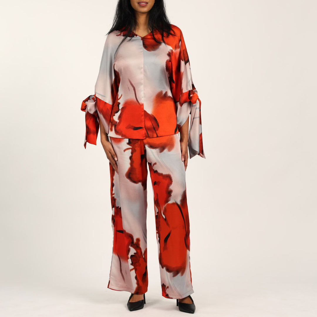 LADIES CIARRA WHITE/RED BLOUSE