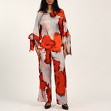 LADIES CIARRA WHITE/RED BLOUSE